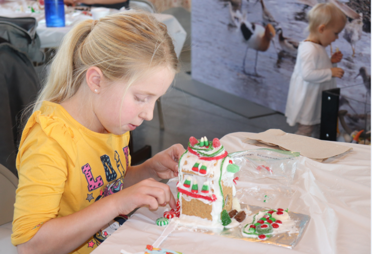 A “village” of gingerbread bird houses created during a previous Holiday Open House. Pre-registration is required for the gingerbread house activity, with a deadline of Nov. 25.